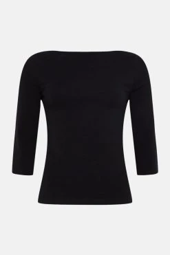Karen Millen Cotton Slash Neck 3/4 Sleeve Top 8 Karen Millen Cotton Slash Neck 3/4 Sleeve Top -Karen Millen shop 4 sleeve top 1