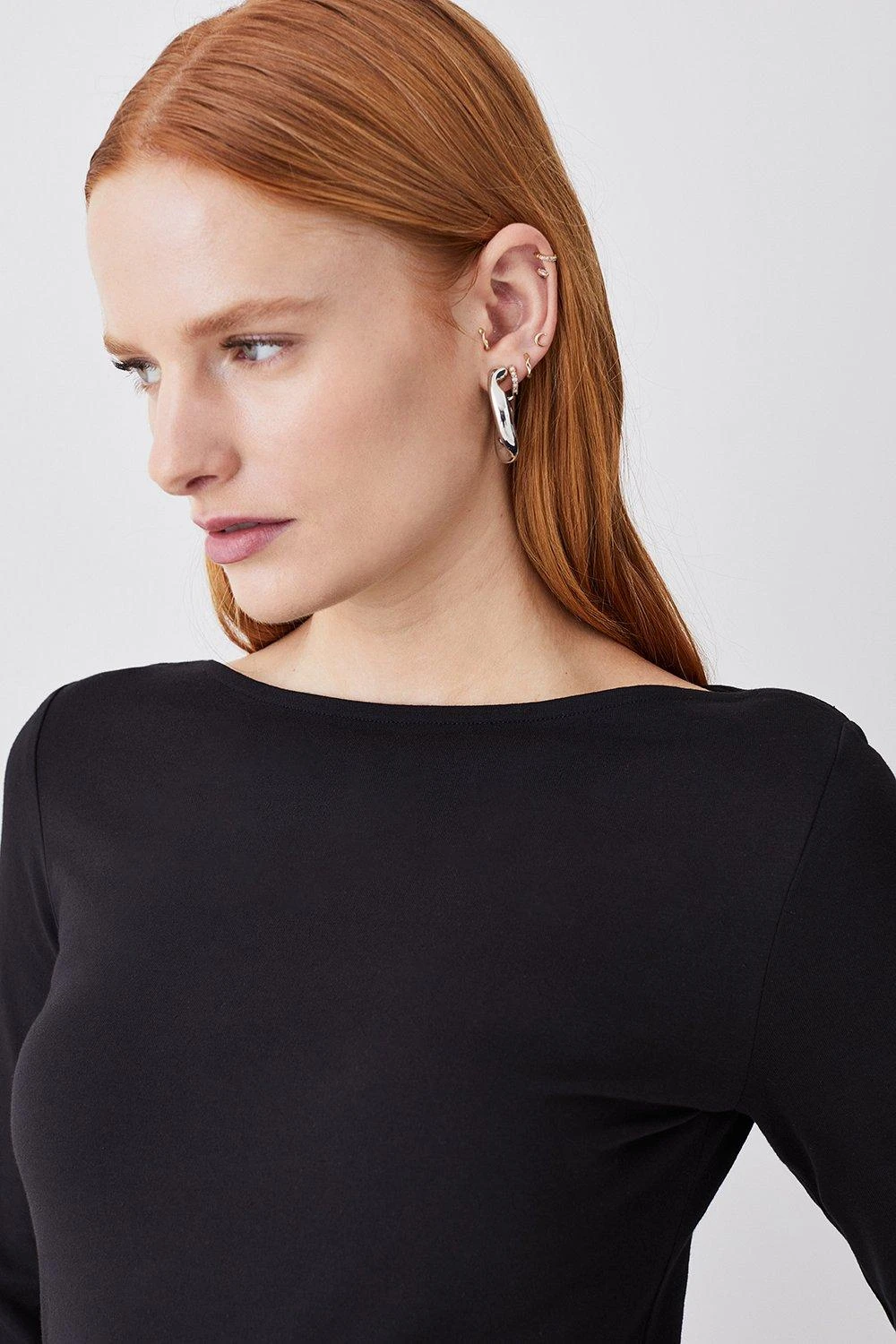 Karen Millen Cotton Slash Neck 3/4 Sleeve Top 6 Karen Millen Cotton Slash Neck 3/4 Sleeve Top - Image 4