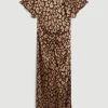 Karen Millen Animal Jacquard Ruched Front Crepe Midi Dress 2 Karen Millen Animal Jacquard Ruched Front Crepe Midi Dress -Karen Millen shop animal jacquard ruched front crepe midi dress