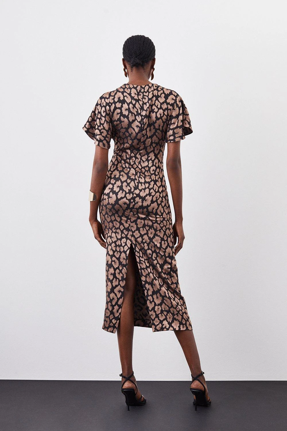 Karen Millen Animal Jacquard Ruched Front Crepe Midi Dress 7 Karen Millen Animal Jacquard Ruched Front Crepe Midi Dress - Image 5