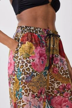 Karen Millen Leopard Floral Wide Leg Beach Trouser -Karen Millen shop animal leopard floral wide leg beach trouser 5
