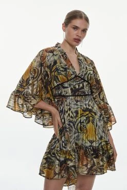 Karen Millen Petite Tiger Printed Drama Kimono Woven Maxi Dress -Karen Millen shop animal petite tiger printed drama kimono woven maxi dress 1