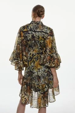 Karen Millen Petite Tiger Printed Drama Kimono Woven Maxi Dress -Karen Millen shop animal petite tiger printed drama kimono woven maxi dress 3