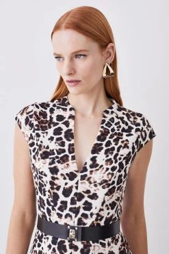 Karen Millen Animal Print Asymmetric Midaxi Dress
