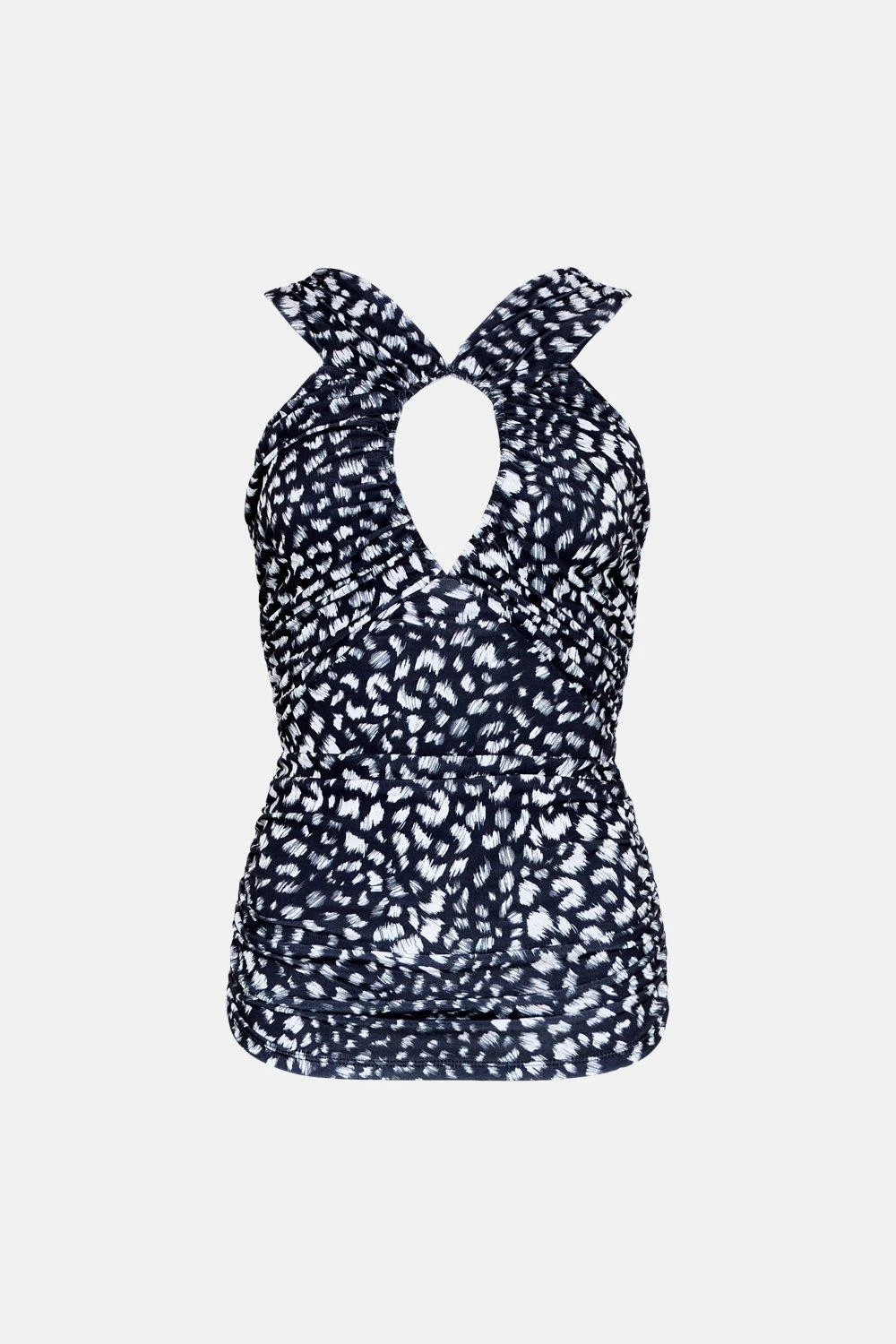 Karen Millen Animal Print Cut Out Jersey Crepe Top 3 Karen Millen Animal Print Cut Out Jersey Crepe Top