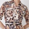 Karen Millen Animal Print Premium Linen Mini Shirt Dress -Karen Millen shop animal print premium linen mini shirt dress