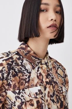 Karen Millen Animal Print Premium Linen Mini Shirt Dress -Karen Millen shop animal print premium linen mini shirt dress 4