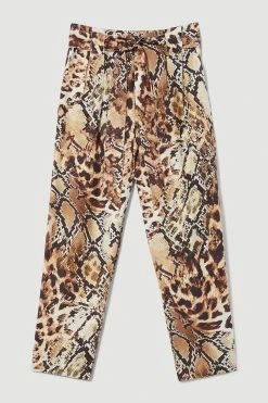 Karen Millen Animal Print Premium Linen Viscose Woven Trouser
