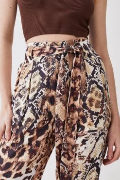 Karen Millen Animal Print Premium Linen Viscose Woven Trouser -Karen Millen shop animal print premium linen viscose woven trouser 4