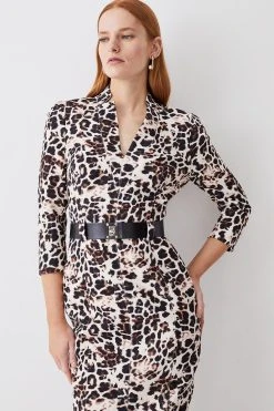 Karen Millen Animal Printed Forever Midi Pencil Dress -Karen Millen shop animal printed forever midi pencil dress 3