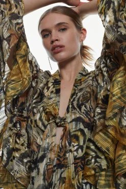 Karen Millen Tall Tiger Printed Drama Kimono Woven Jumpsuit -Karen Millen shop animal tall tiger printed drama kimono woven jumpsuit 1