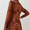 Karen Millen Tiger Printed Woven Mini Wrap Dress -Karen Millen shop animal tiger printed woven mini wrap dress
