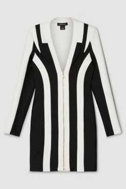 Karen Millen Bandage Mono Zip Front Knit Mini Dress -Karen Millen shop bandage mono zip front knit mini dress 2