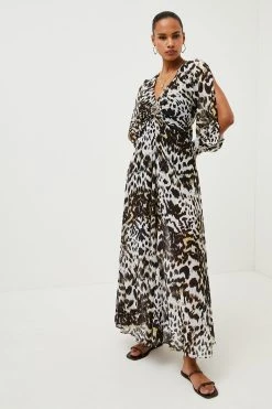 Karen Millen Beach Leopard Jewel Detail Drama Maxi Dress -Karen Millen shop beach leopard jewel detail drama maxi dress 2