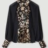 Karen Millen Animal Devore Panelled Georgette Blouse