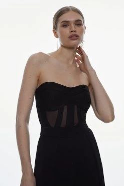 Karen Millen Bandage And Mesh Corset -Karen Millen shop black bandage and mesh corset 2