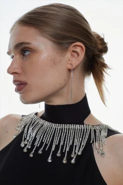 Karen Millen Bandage Diamante Trim Haltertop -Karen Millen shop black bandage diamante trim haltertop 2