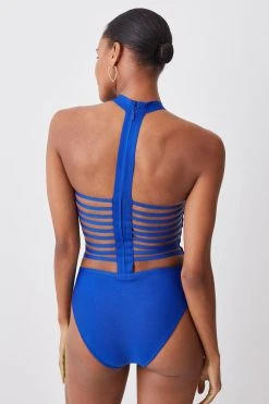 Karen Millen Bandage Halter Neck Strappy Back Swimsuit