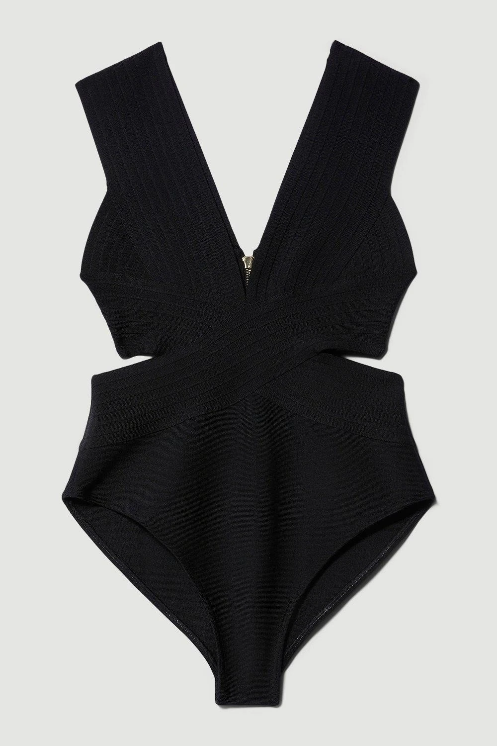 Karen Millen Bandage Textured V Neck Swimsuit 5 Karen Millen Bandage Textured V Neck Swimsuit - Image 3