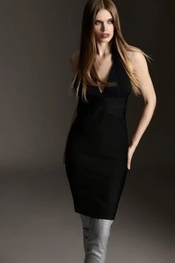 Karen Millen Bandage V Neck Knitted Mini Dress