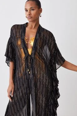 Karen Millen Beach Drama Maxi Ruffle Kimono -Karen Millen shop black beach drama maxi ruffle kimono 2