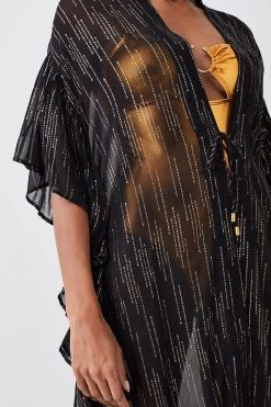 Karen Millen Beach Drama Maxi Ruffle Kimono -Karen Millen shop black beach drama maxi ruffle kimono 4