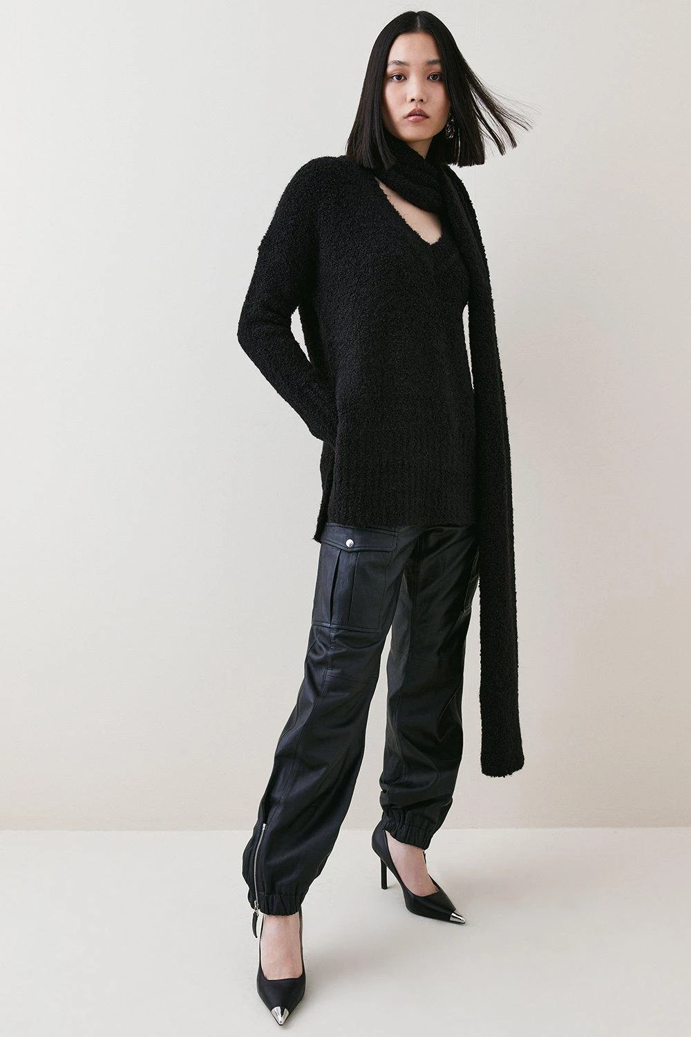 Karen Millen Boucle V Neck Knit Jumper And Scarf 4 Karen Millen Boucle V Neck Knit Jumper And Scarf - Image 2