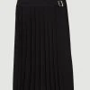 Karen Millen Buckle Detail Pleated Crepe Midi Skirt -Karen Millen shop black buckle detail pleated crepe midi skirt