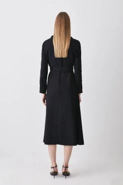 Karen Millen Button Detail Pleated Detail Midi Dress