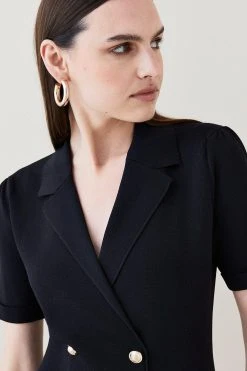 Karen Millen shop -Karen Millen shop black button front knit mini dress 1