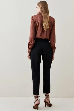 Karen Millen Clean Tailored Slim Leg Trouser -Karen Millen shop black clean tailored slim leg trouser 1 2