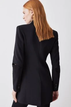 Karen Millen Clean Tailored Split Elbow Detail Blazer -Karen Millen shop black clean tailored split elbow detail blazer 4