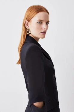 Karen Millen Clean Tailored Split Elbow Detail Blazer -Karen Millen shop black clean tailored split elbow detail blazer 5