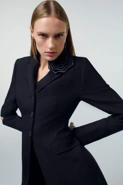 Karen Millen Clean Tailored Split Elbow Detail Blazer -Karen Millen shop black clean tailored split elbow detail blazer 6