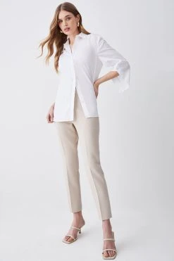 Karen Millen Compact Essential Slim Leg Trouser -Karen Millen shop black compact essential slim leg trouser 2