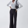 Karen Millen Compact Essential Tailored Wide Leg Trouser -Karen Millen shop black compact essential tailored wide leg trouser