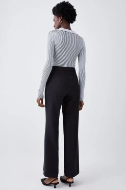 Karen Millen Compact Essential Tailored Wide Leg Trouser -Karen Millen shop black compact essential tailored wide leg trouser 2