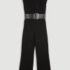 Karen Millen Compact Stretch Belted Straight Leg Jumpsuit 2 Karen Millen Compact Stretch Belted Straight Leg Jumpsuit -Karen Millen shop black compact stretch belted straight leg jumpsuit