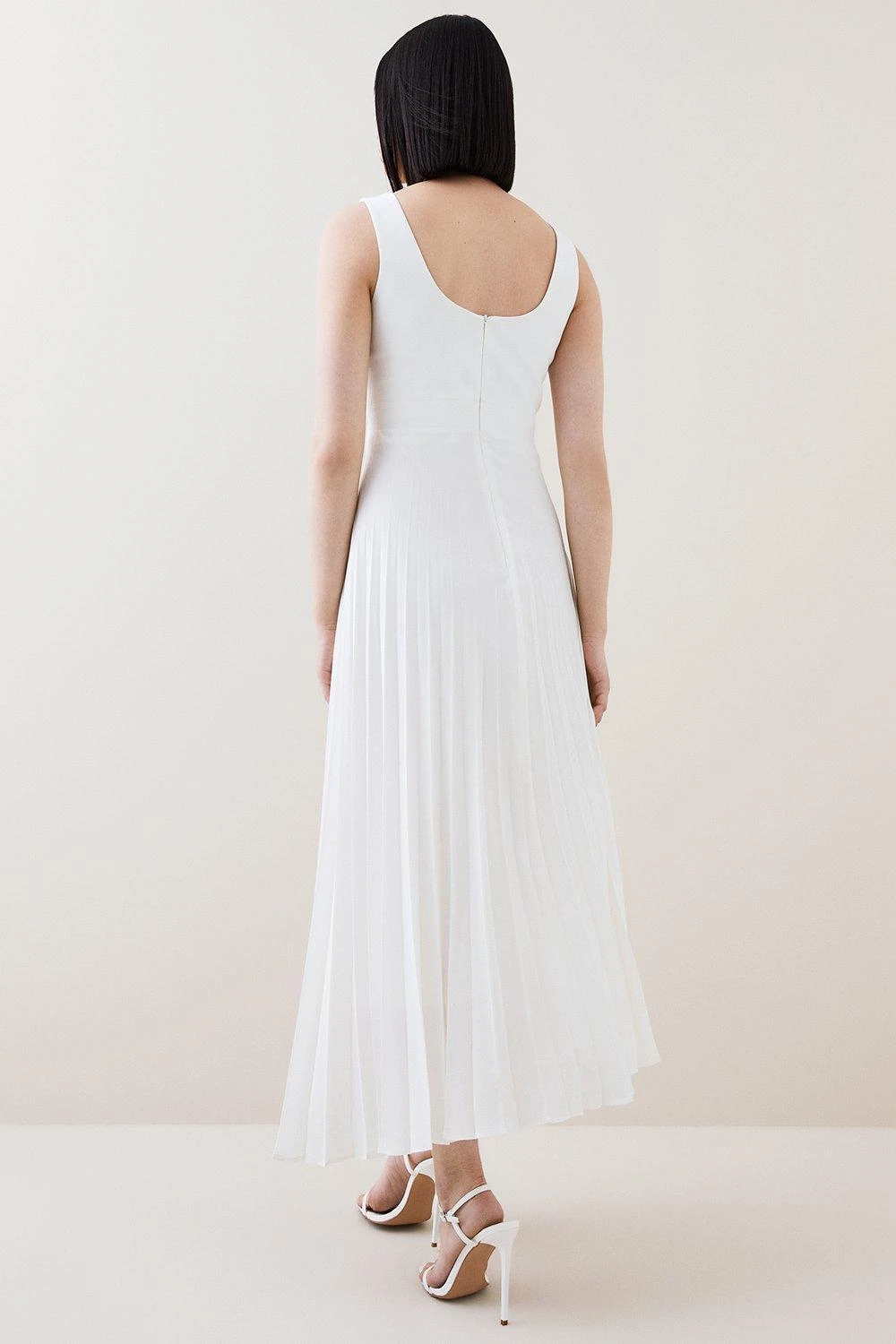 Karen Millen Compact Stretch Contrast Midi Pleat Dress 7 Karen Millen Compact Stretch Contrast Midi Pleat Dress - Image 5