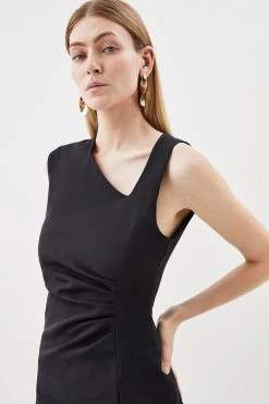 Karen Millen Compact Stretch Envelope Neck Column Midi Dress 9 Karen Millen Compact Stretch Envelope Neck Column Midi Dress -Karen Millen shop black compact stretch envelope neck column midi dress 2