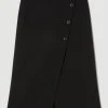 Karen Millen Compact Stretch Low Waist Wrap Midaxi Skirt -Karen Millen shop black compact stretch low waist wrap midaxi skirt