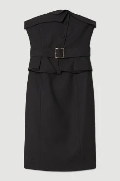 Karen Millen Compact Stretch Peplum Midi Dress