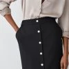 Karen Millen Compact Stretch Popper Detail Maxi Skirt -Karen Millen shop black compact stretch popper detail maxi skirt