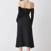 Karen Millen Compact Stretch Split Front Colum Midaxi Skirt -Karen Millen shop black compact stretch split front colum midaxi skirt