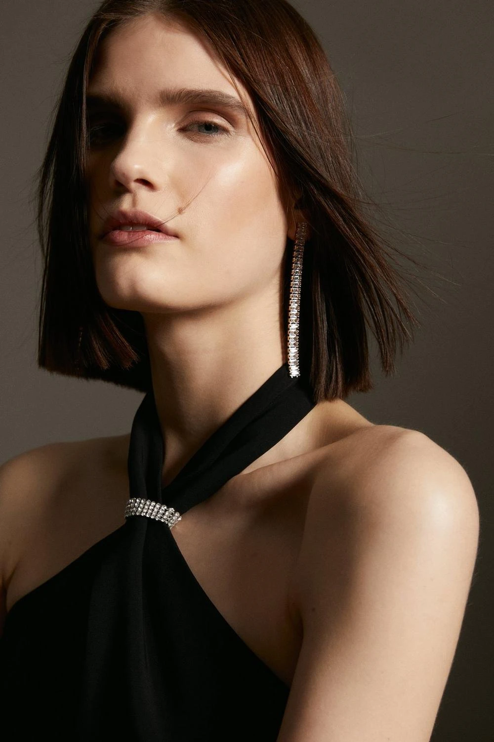 Karen Millen Compact Viscose Chain Knot Strap Column Midi Dress 3 Karen Millen Compact Viscose Chain Knot Strap Column Midi Dress