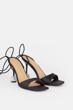 Karen Millen Crystal Ball Strappy Heel -Karen Millen shop black crystal ball strappy heel 2