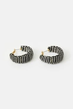 Karen Millen Diamante Detail Statement Hoop Earrings -Karen Millen shop black diamante detail statement hoop earrings 2