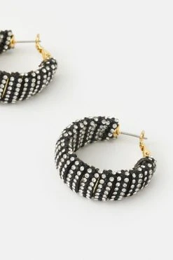 Karen Millen Diamante Detail Statement Hoop Earrings -Karen Millen shop black diamante detail statement hoop earrings 3