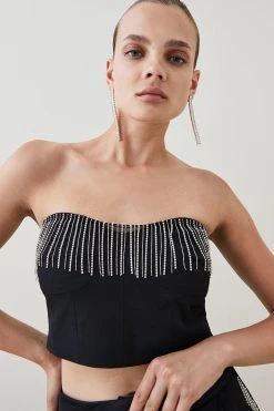 Karen Millen Diamante Fringe Bralet 9 Karen Millen Diamante Fringe Bralet -Karen Millen shop black diamante fringe bralet 1