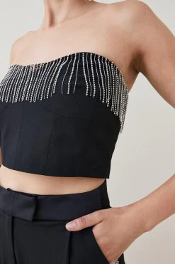 Karen Millen Diamante Fringe Bralet 10 Karen Millen Diamante Fringe Bralet -Karen Millen shop black diamante fringe bralet 2